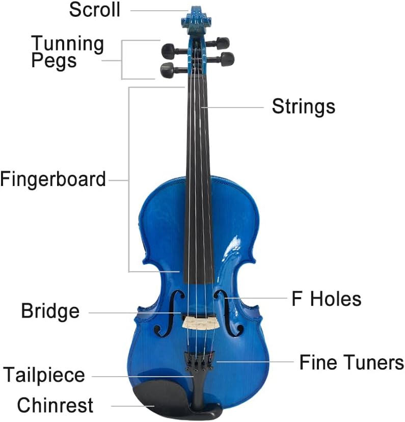 ModouString Electric Violin 4/4 full Size 4 string Acoustic Violin Spruce Maple Ebony Wood with Case, Bow Handmade for Beginners, Students, Professionals (Blue) - Image 2